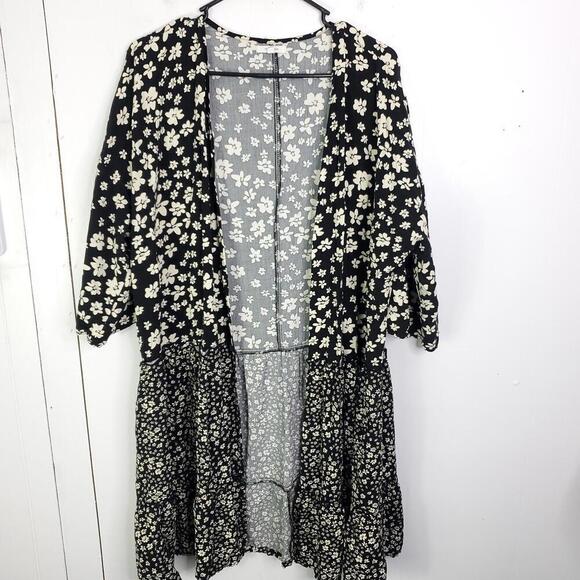 Maurices Top Womens XXL Kimono Pull On Daisy FLorals Spring Peplum Waist Casual - Picture 1 of 12